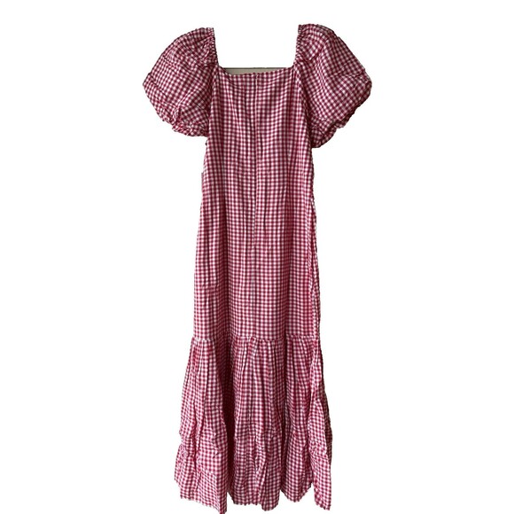 IVY CITY CO. womens Liberty Long Maxi Dress size 12 Red & White Gingham Check - Picture 5 of 10
